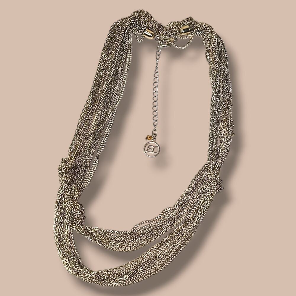 Erica‎ Lyons Gold Tone Multi Chain Knotted Station Necklace 40"-44" - Picture 4 of 6